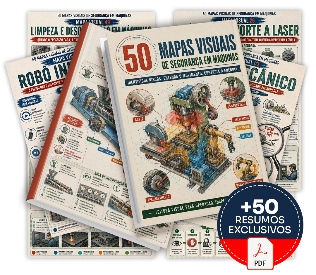 Mockup principal dos 50 Mapas Visuais de Segurança em Máquinas
